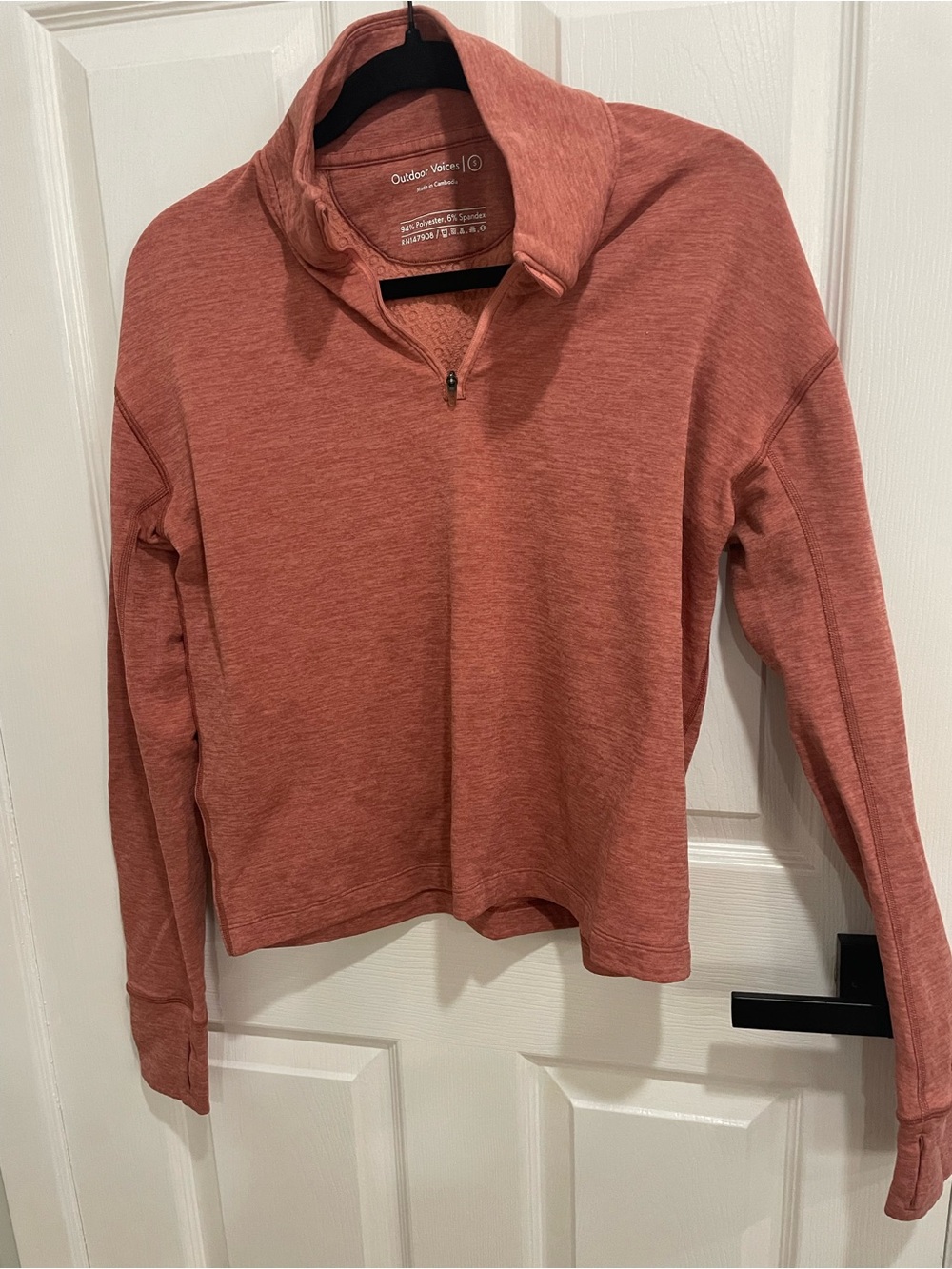 Outdoor voices fleece quarter zip pullover size small